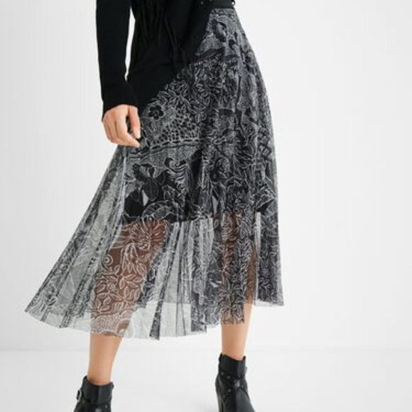 DESIGUAL Women's Fabiola Pleated Midi Skirt - Picture 4 of 14